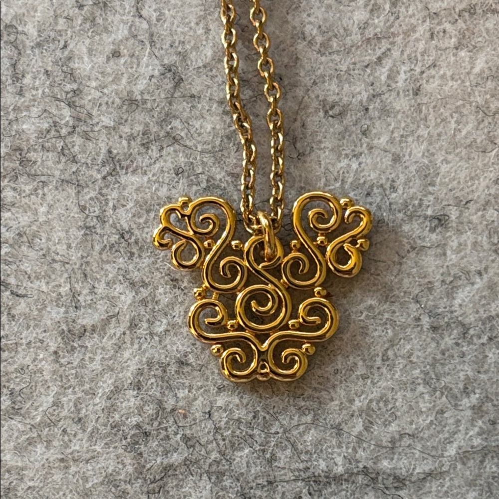 DISNEY Mickey Mouse Gold Filigree Necklace
